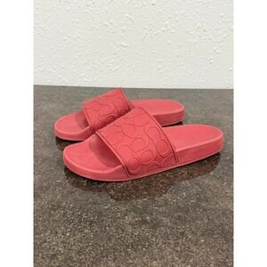 Coach Pool Slides Men's Size 9D Red Signature Monogram C7092